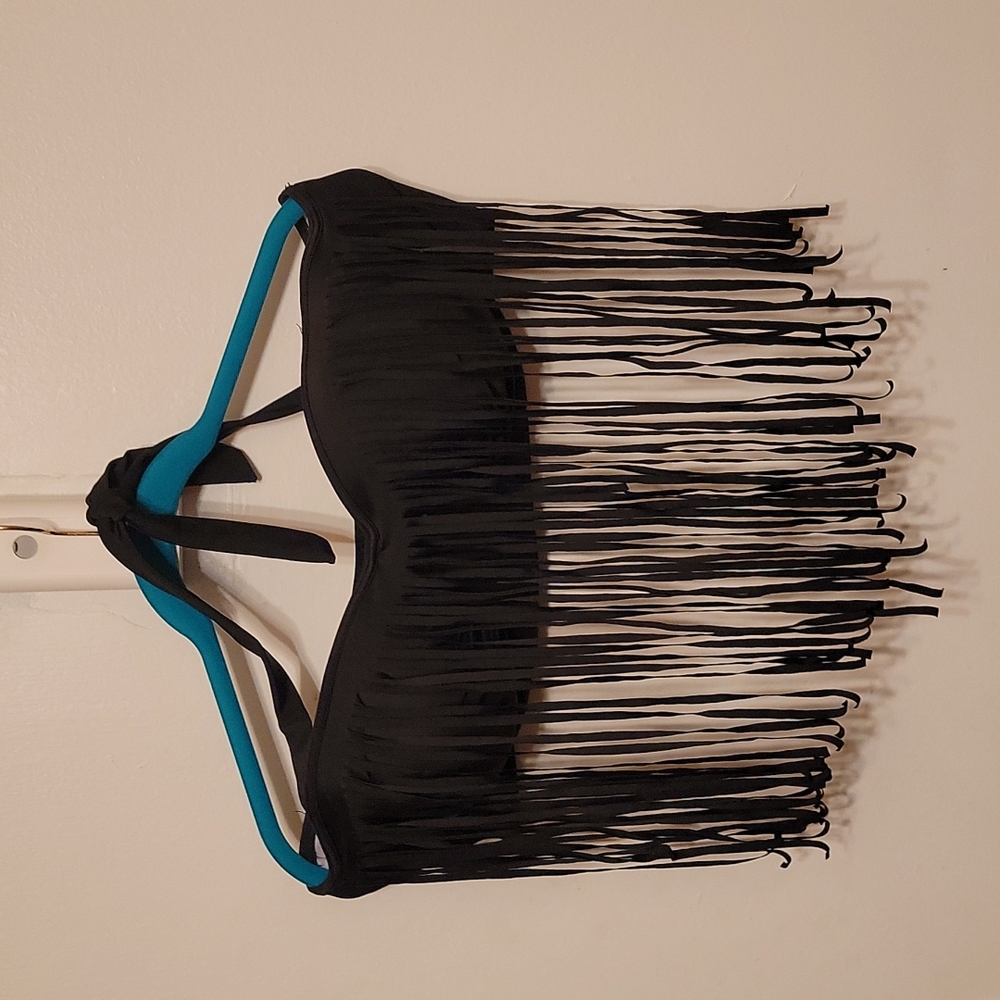 fringe plus size bikini top xxl black or white